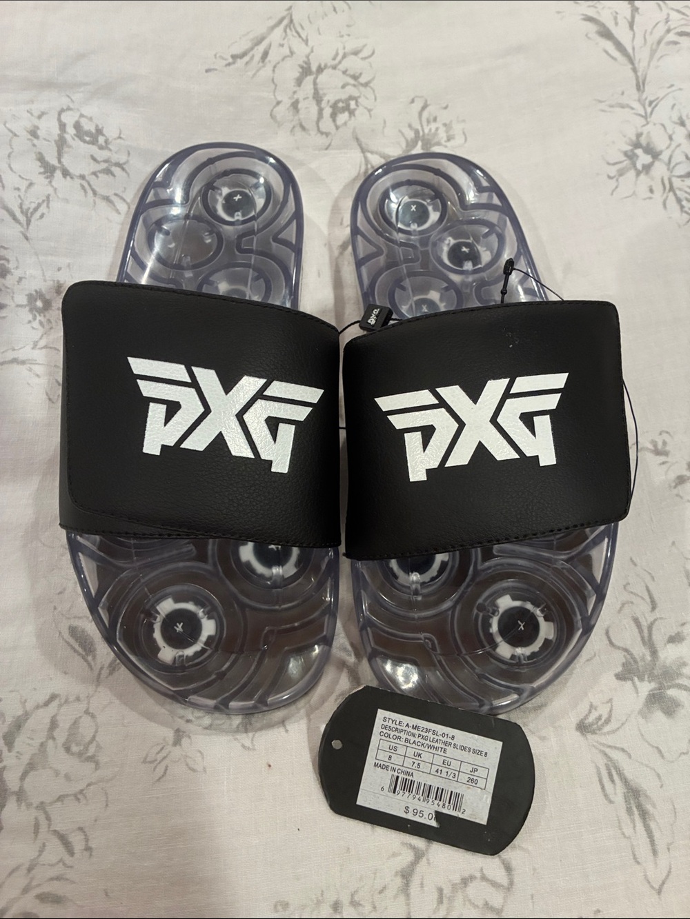PXG Parsons Extreme Golf Leather/Rubber Golf Slides Sz 8